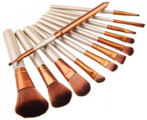 12pc Bronze Makeup Brush Set With Storage Case & Optional Makeup Palette
