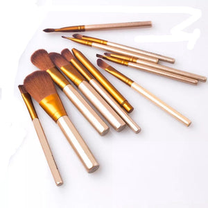 12pc Bronze Makeup Brush Set With Storage Case & Optional Makeup Palette