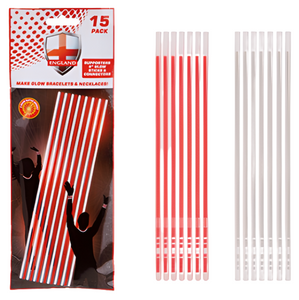 EUFA EURO 2024 England Glow Stick Connectors 15 Pack - 20cm x 5mm