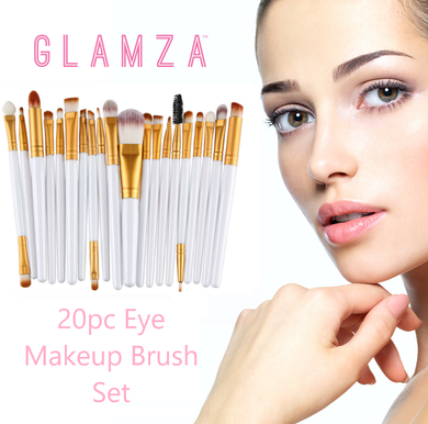 Glamza 20pc Makeup Brushes Set - White