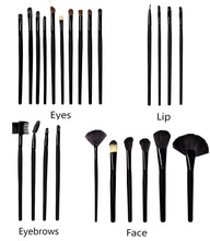 Load image into Gallery viewer, 24pc Professional Makeup Brush Sets - Black &amp; Wooden