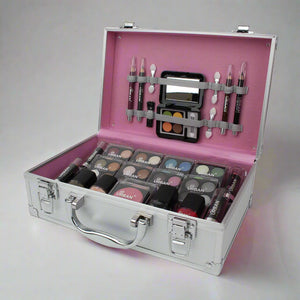 51-Piece Luxury Makeup Vanity Case – Pink Lining | Complete Beauty Set