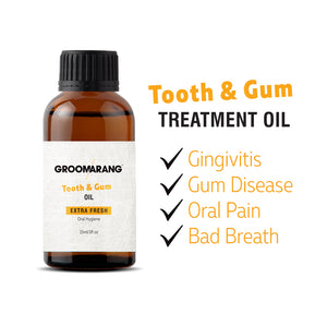 Groomarang Tooth & Gum Oil + Glamza Metallic Luxury Metal Tongue Scraper