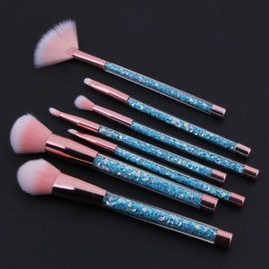 7pc Blue Crystal Makeup Brush Set