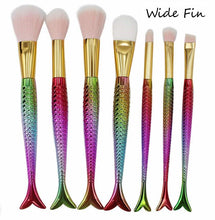 Load image into Gallery viewer, Glamza 7pc Mermaid Makeup Brush Sets - Wide Fin and Big Fin
