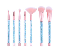 Load image into Gallery viewer, 7pc Blue Crystal Makeup Brush Set