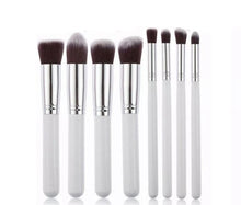 Load image into Gallery viewer, 8pc Makeup Brush Sets with Chrome Silver Plating - Black, White or Pink