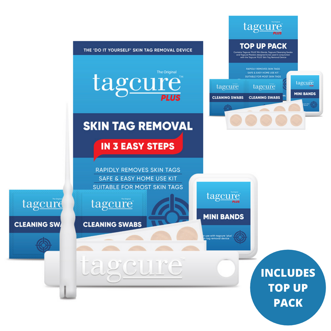 Tagcure PLUS Skin Tag Removal Device & Tagcure PLUS Top Up Pack - For Skin Tags 0.5cm or Larger - Unisex - COMPLETE KIT