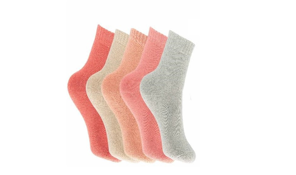 Generise Ladies Thick Woolly Socks - 5 Pairs & 5 Designs