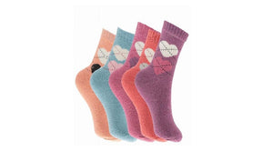 Generise Ladies Thick Woolly Socks - 5 Pairs & 5 Designs