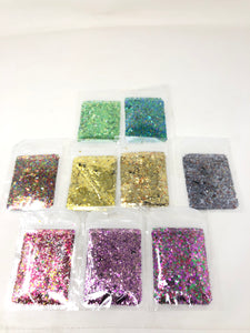 Glamza chunky glitter sachet 10g UNICORN 9 Colours