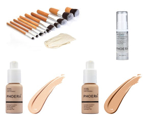 Phoera Foundation & Primer 6ml Bamboo Brush Set (Nude & Buff Beige)