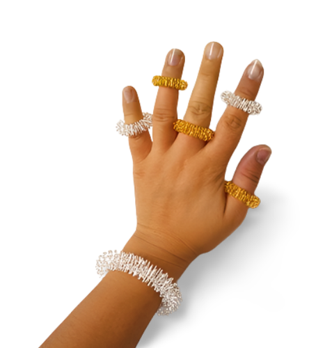 Acusoothe Acupressure Rings - Gold or Silver with Carry Pouch