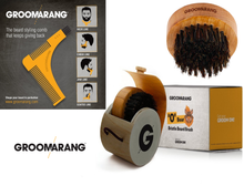 Load image into Gallery viewer, Groomarang &#39;O&#39; Boar Bristle Beard Brush Optional Beard Shaping Comb