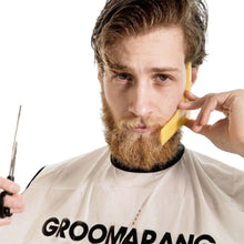 Load image into Gallery viewer, The Groomarang™ Beard Shaping and Styling Template Comb &amp; Groomarang Beard Catcher Cape