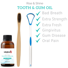 Load image into Gallery viewer, IB Gum Oil Oral Health Kit - Gum Oil, Tongue Scraper &amp; Bamboo Toothbrush