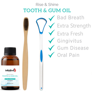 Oral Health Kit 3pc - Gum Oil, Tongue Scraper & Bamboo Toothbrush