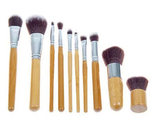 Load image into Gallery viewer, Bamboo Makeup Brush Set - 10 pc or 6pc with Carry Bag