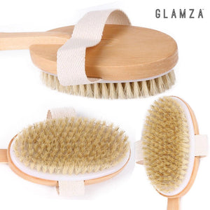 Glamza 2 in 1 Bath N Shower Dry Skin, Exfoliating Body Brush With Detachable Handle