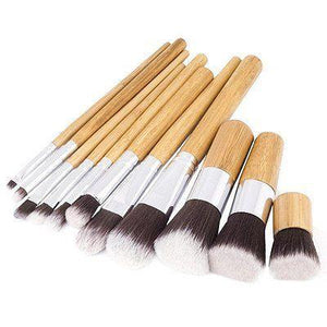 11pc Luxury Bamboo Makeup Brushes and Carry Bag - Individual Brushes