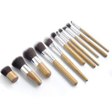 Load image into Gallery viewer, 11pc Luxury Bamboo Makeup Brushes and Carry Bag - Individual Brushes