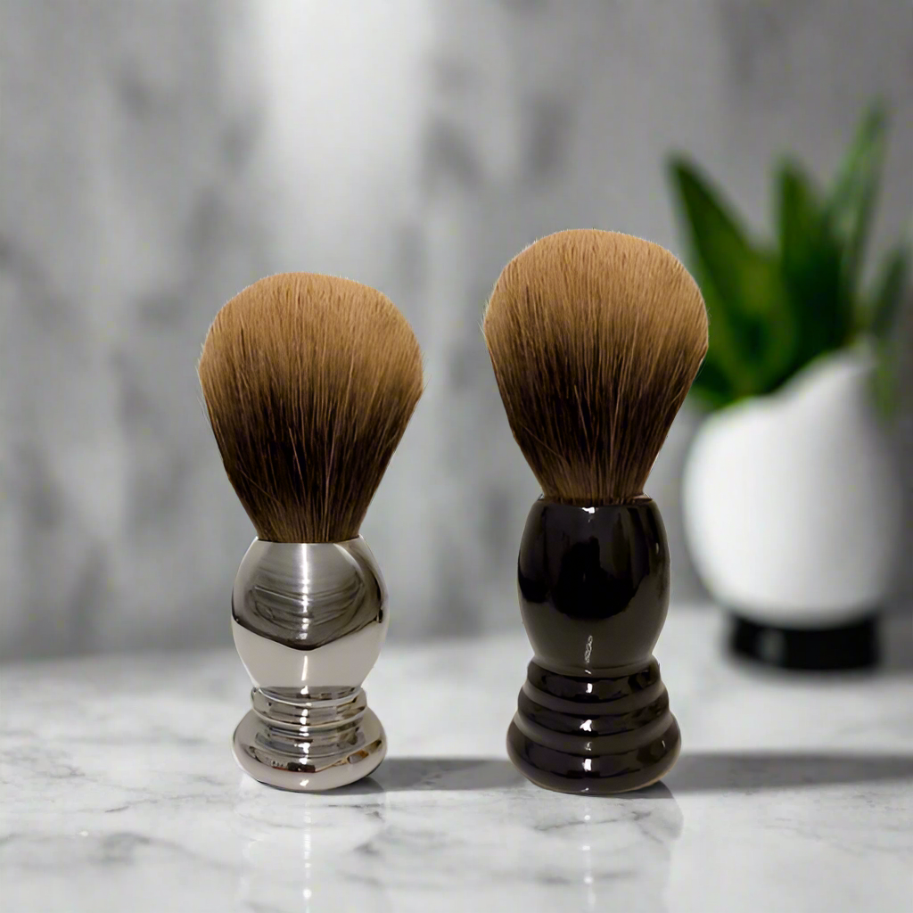 Mens Classic Shaving Brush – Black Wooden or Chrome Effect – Professional Quality for a Smooth Shave