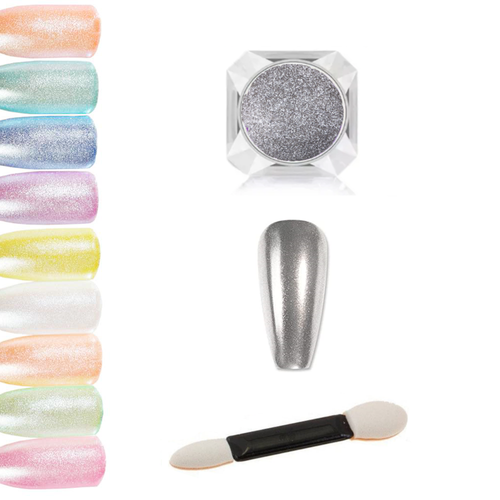 Magic Mirror Nail Powder Nail Dust in Silver Chrome