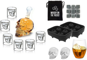 Ultimate Whiskey Set - Decanter, Glasses, Ice Skull Trays & Whisky Stones!