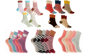 Generise Ladies Thick Woolly Socks - 5 Pairs & 5 Designs