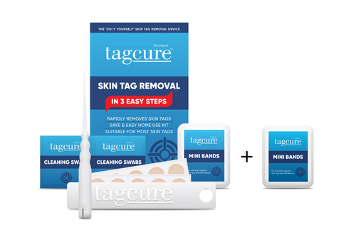 Tagcure Skin Tag Removal Device & 10 Pack Extra Mini Bands - For Skin Tags 0.5cm or Less - Unisex
