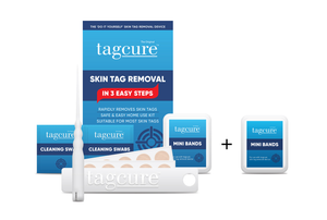 Tagcure Skin Tag Removal Device & 10 Pack Extra Mini Bands - For Skin Tags 0.5cm or Less - Unisex