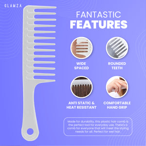 Glamza Big Wide Tooth Comb - Black or White