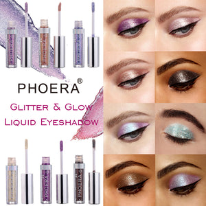 Phoera Magnificent Metals Glitter & Glow Liquid Eyeshadow | 14 Vibrant Shades | Free UK Postage